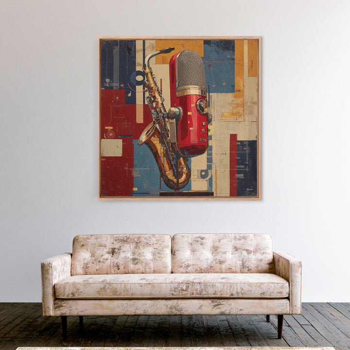 Abstract Rhythm Lines Like Painted Music Framed Canvas Print, Music Studio Art, Wall Art Printable, Studio Decor, Rhythm, MSA-1x1-47
