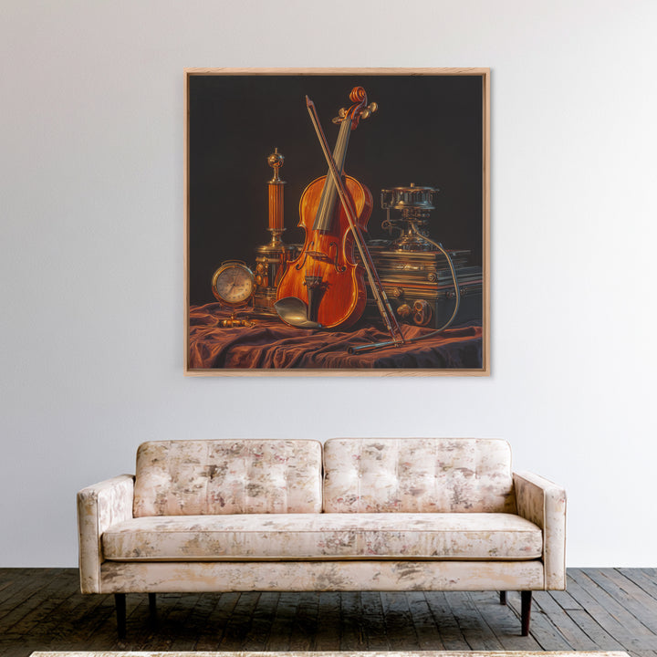Violin and Bow Framed Canvas Print, Music Studio Art, Music Posters, Studio Decor, Fine Art, Rhythm, Music Lover, Gallery Decor, MSA-1x1-64