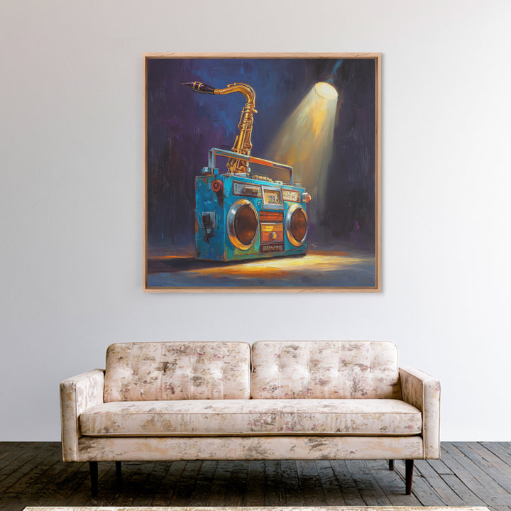 Hip Hop Boombox Framed Canvas Print, Music Studio Art, Gallery Decor, Studio Decor, Fine Art, Rhythm, Contemporary Art, MSA-1x1-65