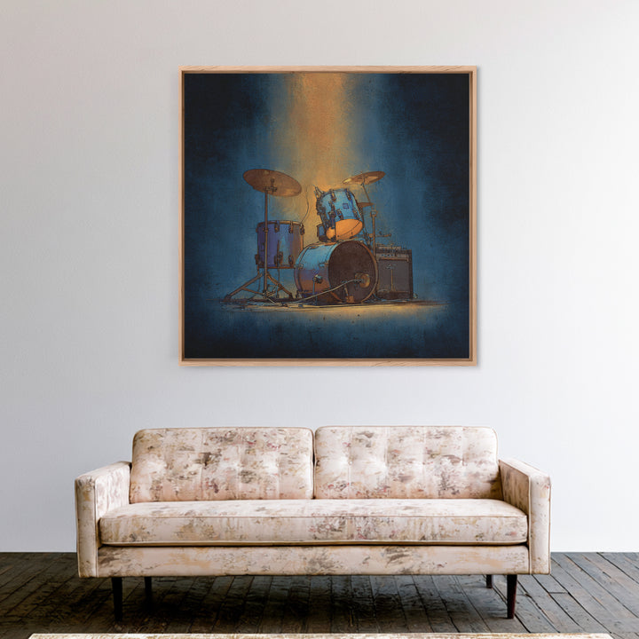 Drum Kit Silhouette Framed Canvas Print, Music Studio Art, Gallery Decor, Studio Decor, Fine Art, Rhythm, Contemporary Art, MSA-1x1-78