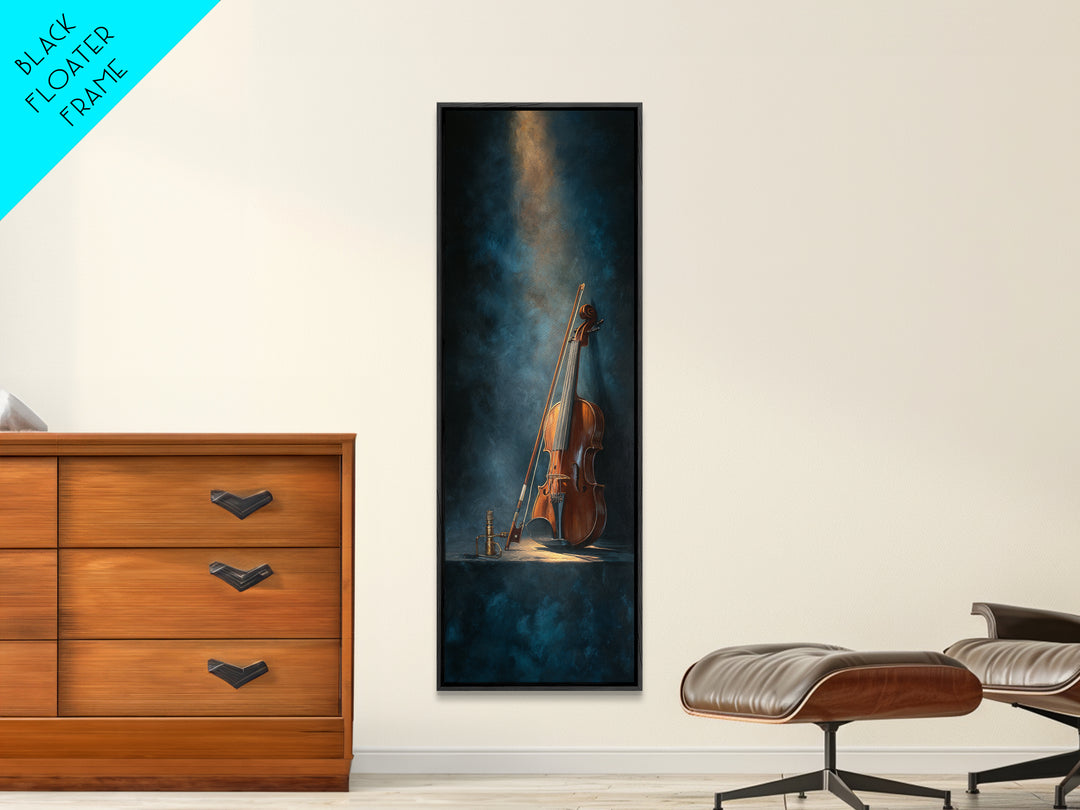 Violin and Bow Canvas Print, Music Studio Art, Room Decor, Studio Decor, Fine Art, Rhythm, Printable Art, Custom Painting, MSA-1x3-28