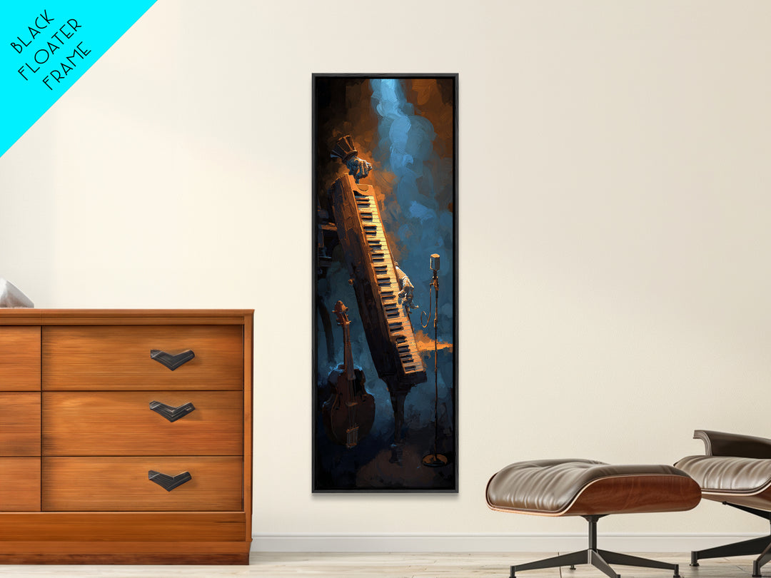 Piano Keys with Hands in Cinematic Shadow Canvas Print, Music Studio Art, Watercolor Print, Studio Decor, Fine Art, Rhythm, MSA-1x3-41
