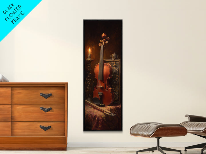 Violin and Bow Framed Canvas Print, Music Studio Art, Home Decor, Studio Decor, Rhythm, Music Wall Art, Wall Art Printable, MSA-1x3-52