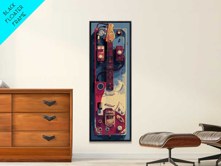 Electric Guitar Pedals and Cables Graphic Art Canvas Print, Music Studio Art, Fine Art Print, Studio Decor, Abstract Art, MSA-1x3-57
