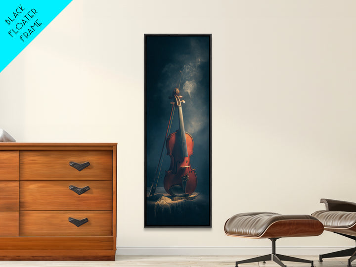 Violin and Bow Framed Canvas Print, Music Studio Art, Trendy Wall Art, Studio Decor, Oil Painting, Rhythm, Paul Mccartney, MSA-1x3-76