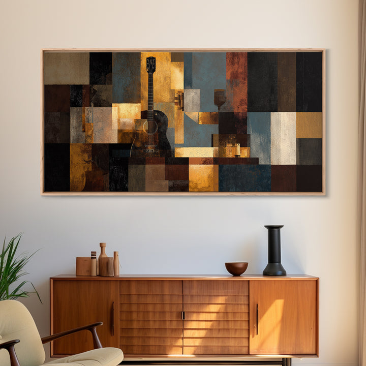 Album Cover Abstract Grid Framed Canvas Print, Music Studio Art, Fine Art Print, Studio Decor, Abstract Art, Rhythm, Wall Decor, MSA-2x1-14