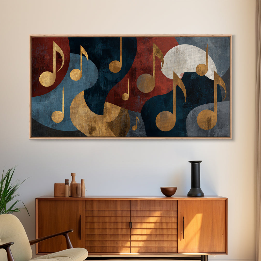 Musical Notes as Abstract Floating Shapes Without Canvas Print, Music Studio Art, Studio Decor, Abstract Art, Rhythm, MSA-2x1-32