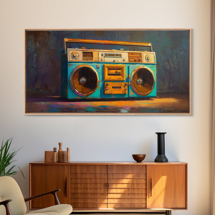 Hip Hop Boombox Framed Canvas Print, Music Studio Art, Minimalist Decor, Studio Decor, Fine Art, Rhythm, Scripture Wall Art, MSA-2x1-37