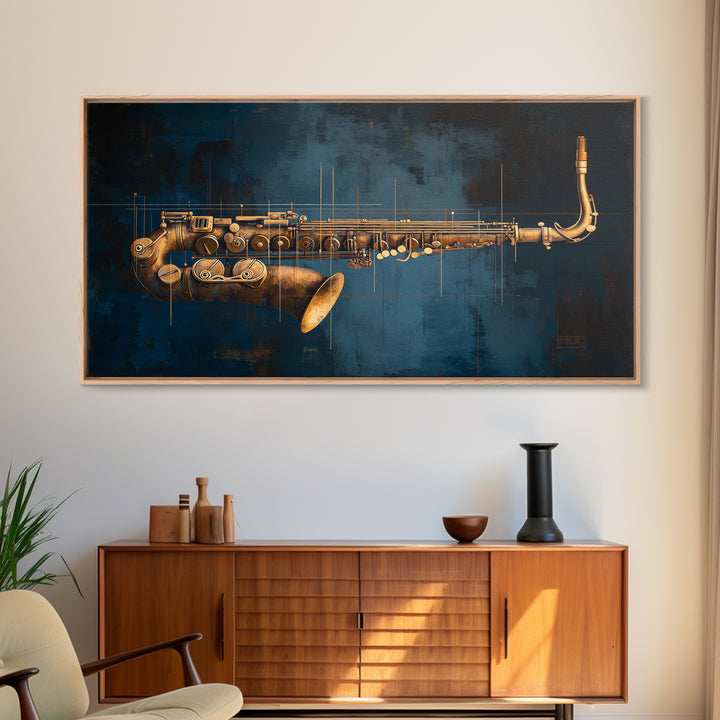 Abstract Rhythm Lines Like Painted Music Framed Canvas Print, Music Studio Art, Metal Wall Art, Studio Decor, Fine Art, Rhythm, MSA-2x1-43