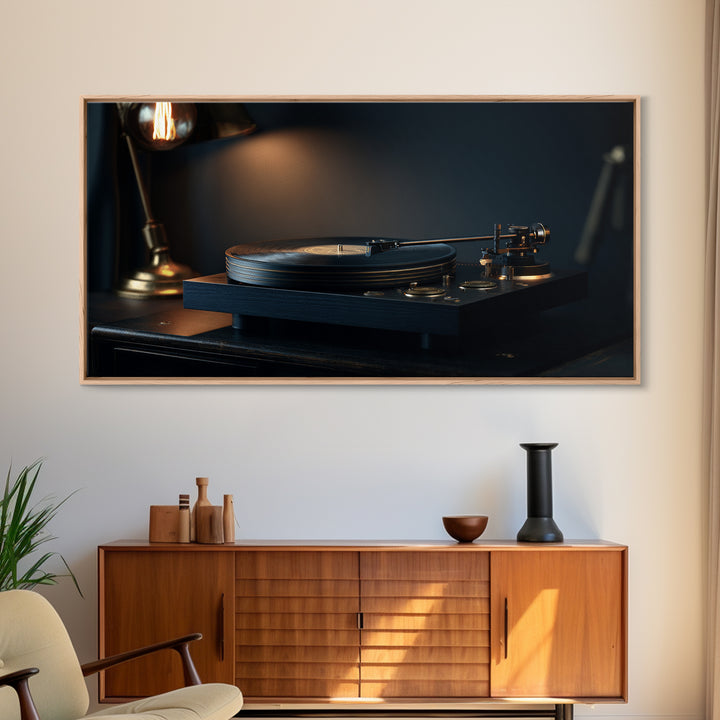 Vinyl Record and Turntable Still Life Canvas Print, Music Studio Art, Music Poster, Studio Decor, Oil Painting, Rhythm, MSA-2x1-47