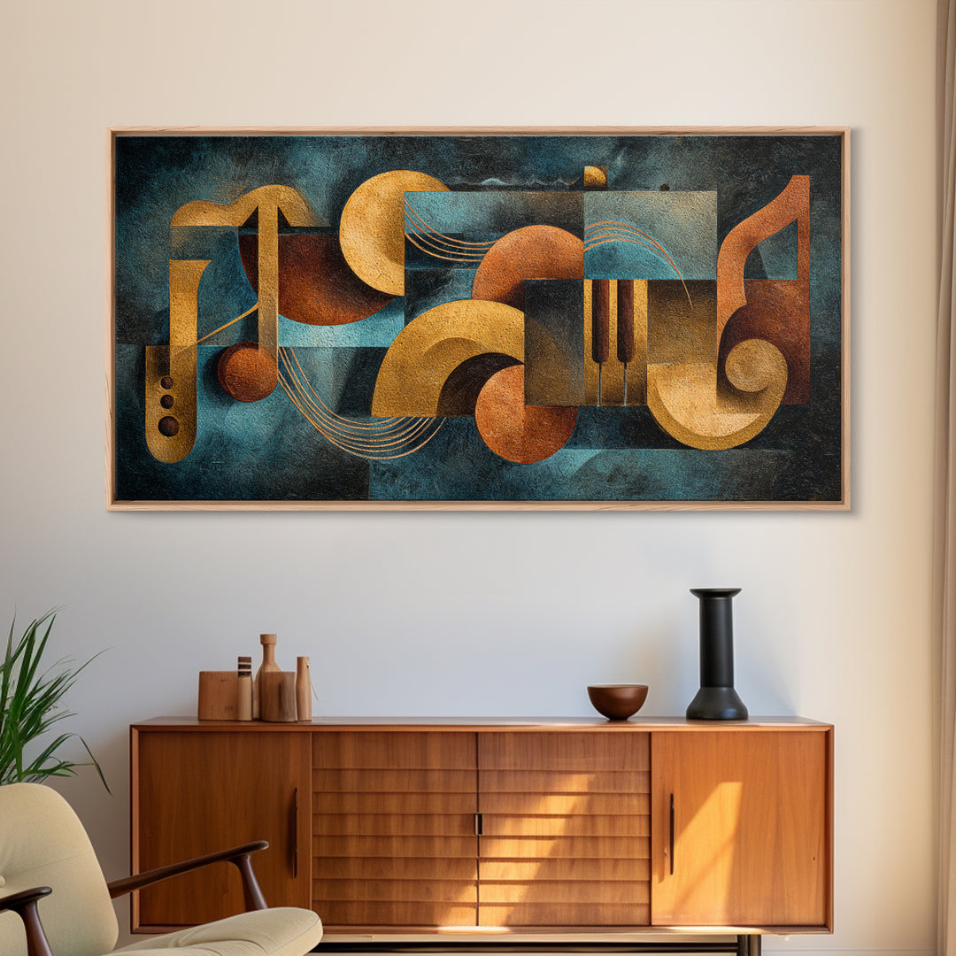 Musical Notes as Abstract Floating Shapes Without Canvas Print, Music Studio Art, Metal Wall Art, Studio Decor, Rhythm, MSA-2x1-56
