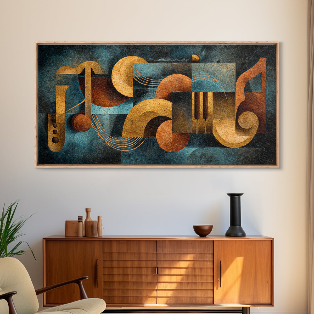 Musical Notes as Abstract Floating Shapes Without Canvas Print, Music Studio Art, Metal Wall Art, Studio Decor, Rhythm, MSA-2x1-56