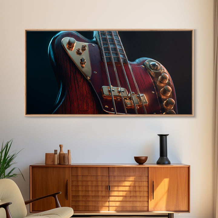 Bass Guitar Closeup Canvas Print, Music Studio Art, Music, Studio Decor, Rhythm, Digital Download Art, Painting from Photo, MSA-2x1-57