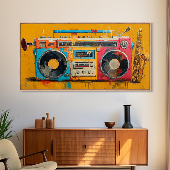 Hip Hop Boombox Canvas Print, Music Studio Art, Printable Wall Art, Studio Decor, Fine Art, Rhythm, Painting from Photo, MSA-2x1-61