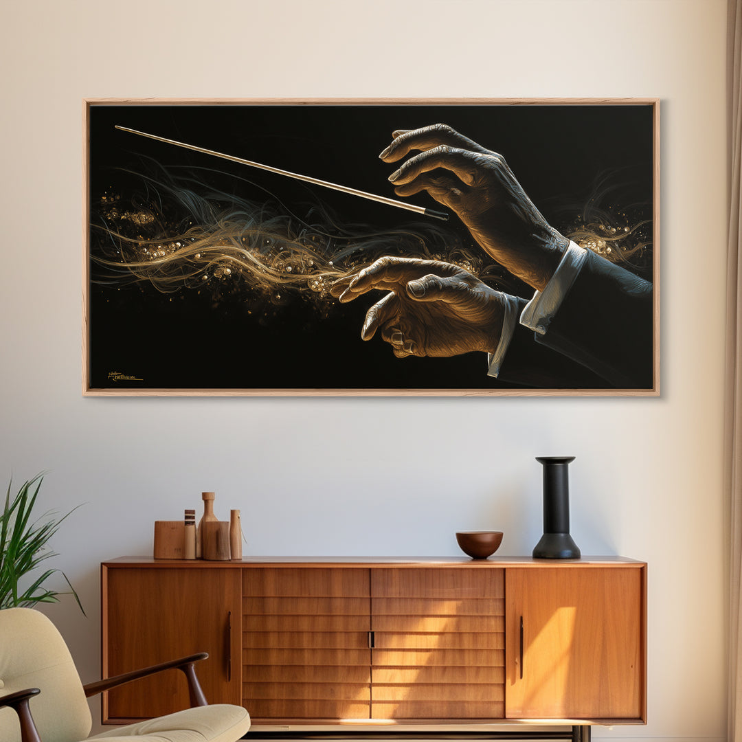 Orchestra Conductor Hands Canvas Print, Music Studio Art, Digital Wall Art, Studio Decor, Fine Art, Rhythm, Commission Painting, MSA-2x1-64