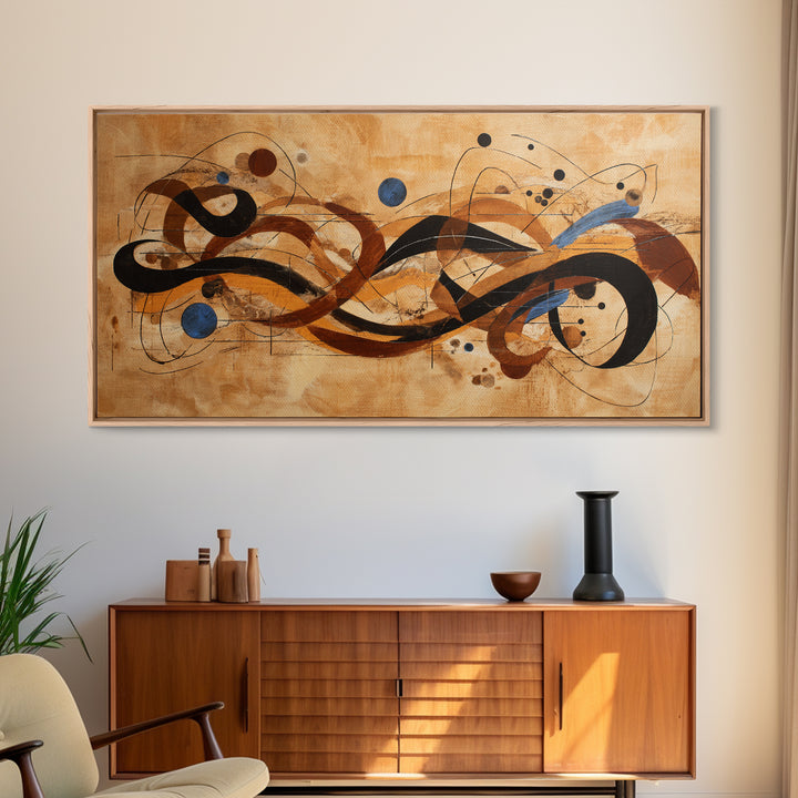 Abstract Rhythm Lines Like Painted Music Framed Canvas Print, Music Studio Art, Music Lover Gift, Studio Decor, Rhythm, MSA-2x1-67