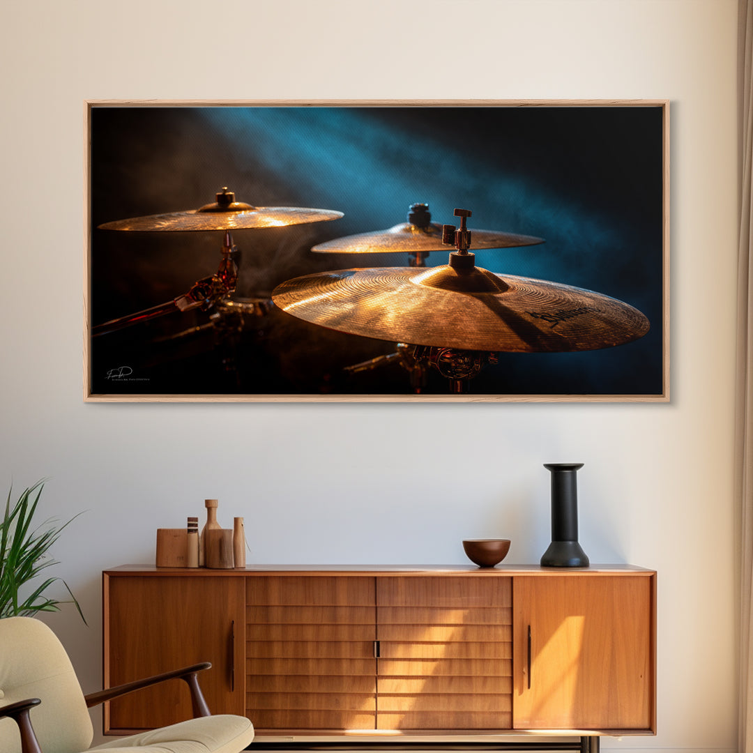 Gold Cymbal Closeup Canvas Print, Music Studio Art, Printable Art, Studio Decor, Watercolor Art, Rhythm, Music Art, MSA-2x1-68