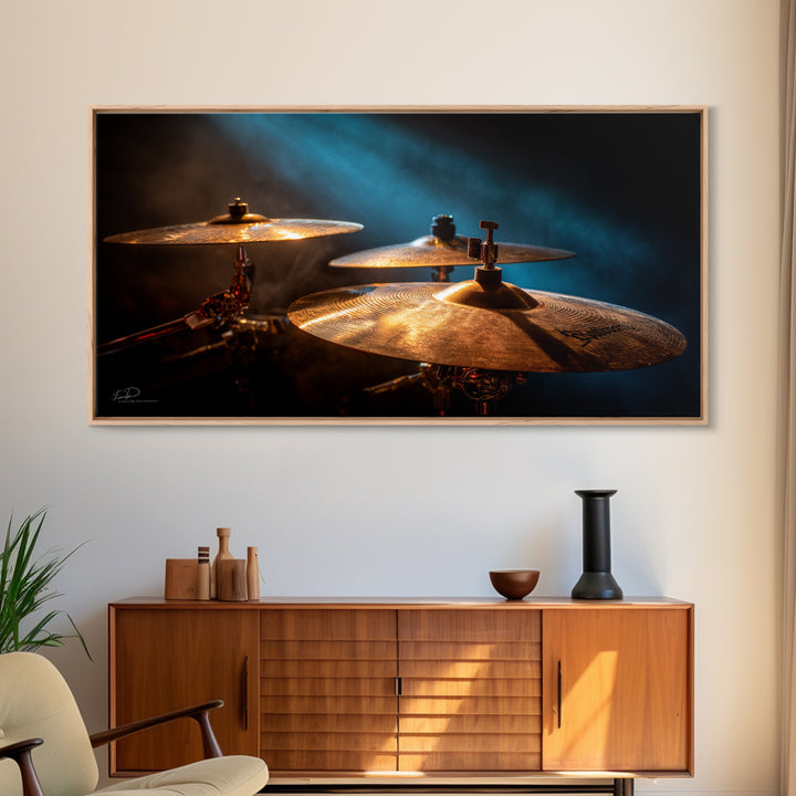 Gold Cymbal Closeup Canvas Print, Music Studio Art, Printable Art, Studio Decor, Watercolor Art, Rhythm, Music Art, MSA-2x1-68