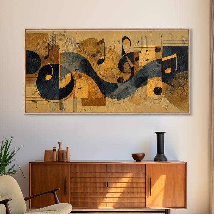 Musical Notes as Abstract Floating Shapes Without Canvas Print, Music Studio Art, Luxury Decor, Studio Decor, Rhythm, MSA-2x1-8