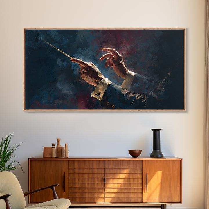 Orchestra Conductor Hands Framed Canvas Print, Music Studio Art, Trendy Wall Art, Studio Decor, Rhythm, Paul Mccartney, MSA-2x1-88