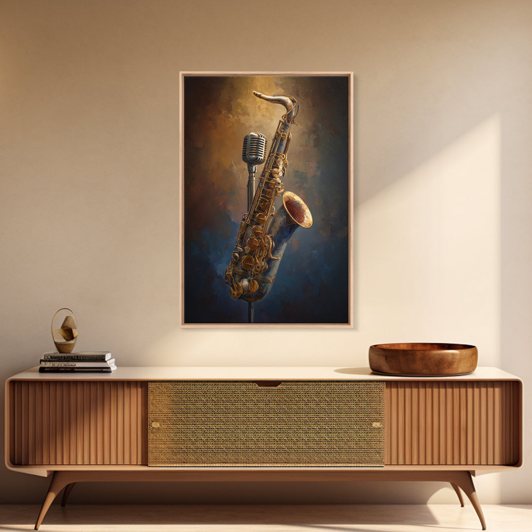 Microphone Portrait with Golden Spotlight Canvas Print, Music Studio Art, Gallery Decor, Studio Decor, Fine Art, Rhythm, MSA-2x3-15