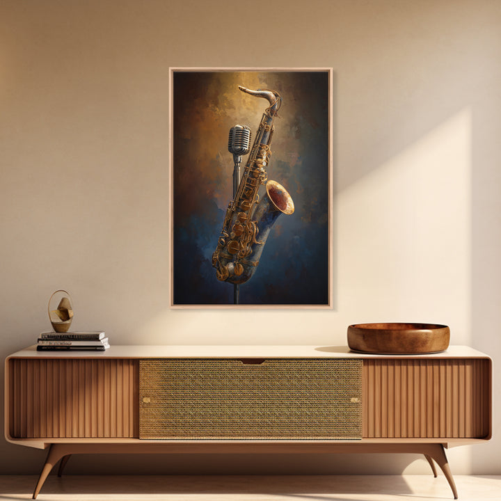 Microphone Portrait with Golden Spotlight Canvas Print, Music Studio Art, Gallery Decor, Studio Decor, Fine Art, Rhythm, MSA-2x3-15