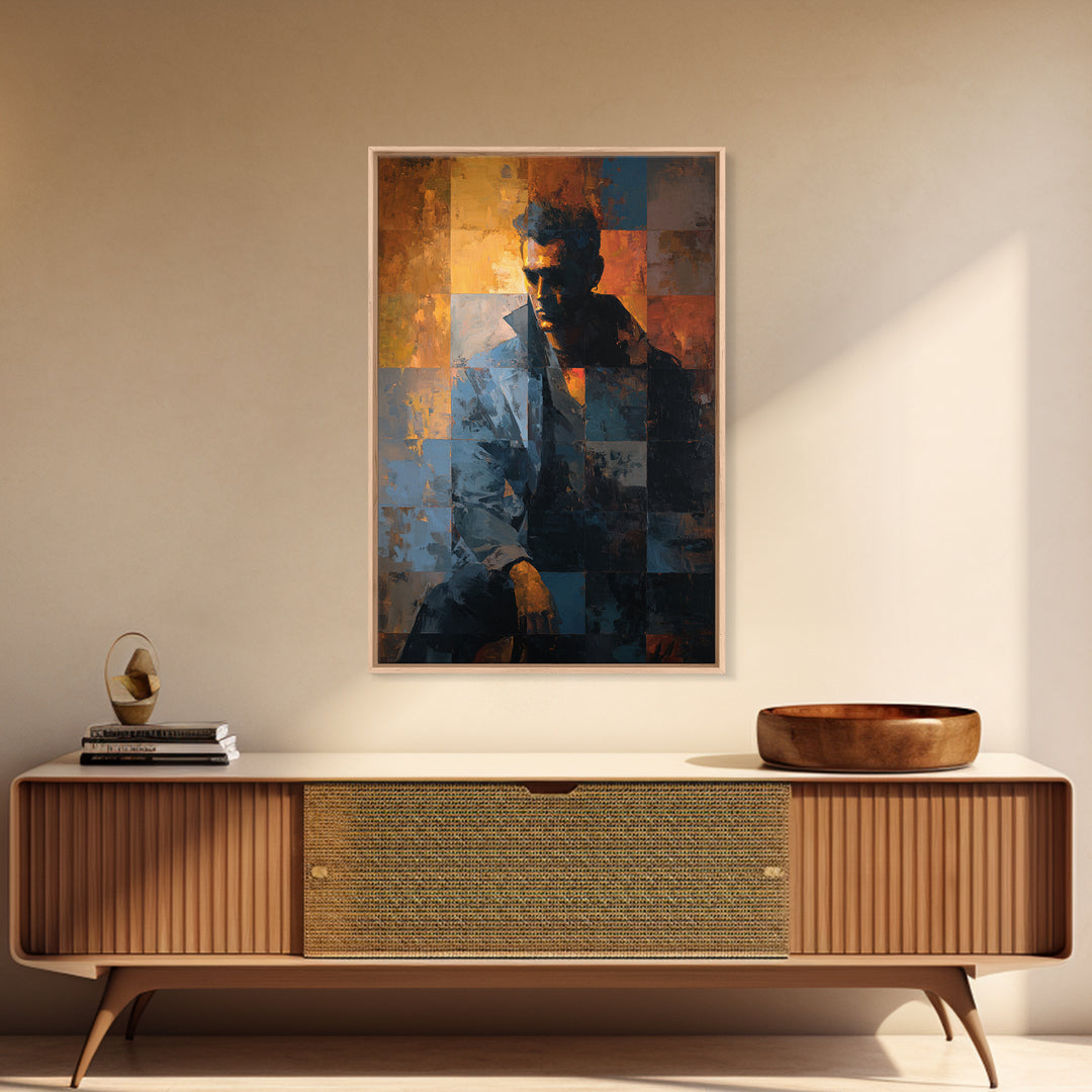 Album Cover Abstract Grid Framed Canvas Print, Music Studio Art, Boho Decor, Studio Decor, Fine Art, Rhythm, Printable Wall Art, MSA-2x3-2