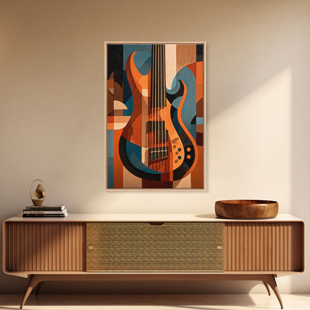 Bass Guitar Closeup Framed Canvas Print, Music Studio Art, Contemporary Art, Studio Decor, Oil Painting, Rhythm, Music Poster, MSA-2x3-21