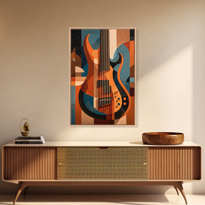 Bass Guitar Closeup Framed Canvas Print, Music Studio Art, Contemporary Art, Studio Decor, Oil Painting, Rhythm, Music Poster, MSA-2x3-21
