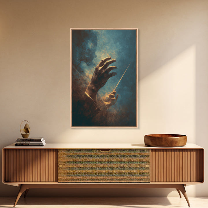 Orchestra Conductor Hands Framed Canvas Print, Music Studio Art, Music Wall Art, Studio Decor, Rhythm, Teen Room Decor, MSA-2x3-28