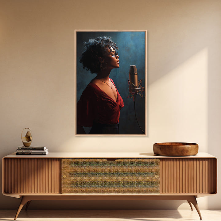 Microphone Portrait with Golden Spotlight Canvas Print, Music Studio Art, Minimalist Decor, Studio Decor, Oil Painting, Rhythm, MSA-2x3-39