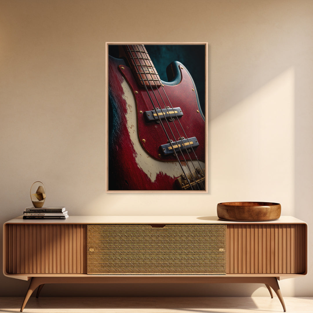 Bass Guitar Closeup Canvas Print, Music Studio Art, Metal Wall Art, Studio Decor, Rhythm, Music Posters, Watercolor Print, MSA-2x3-45