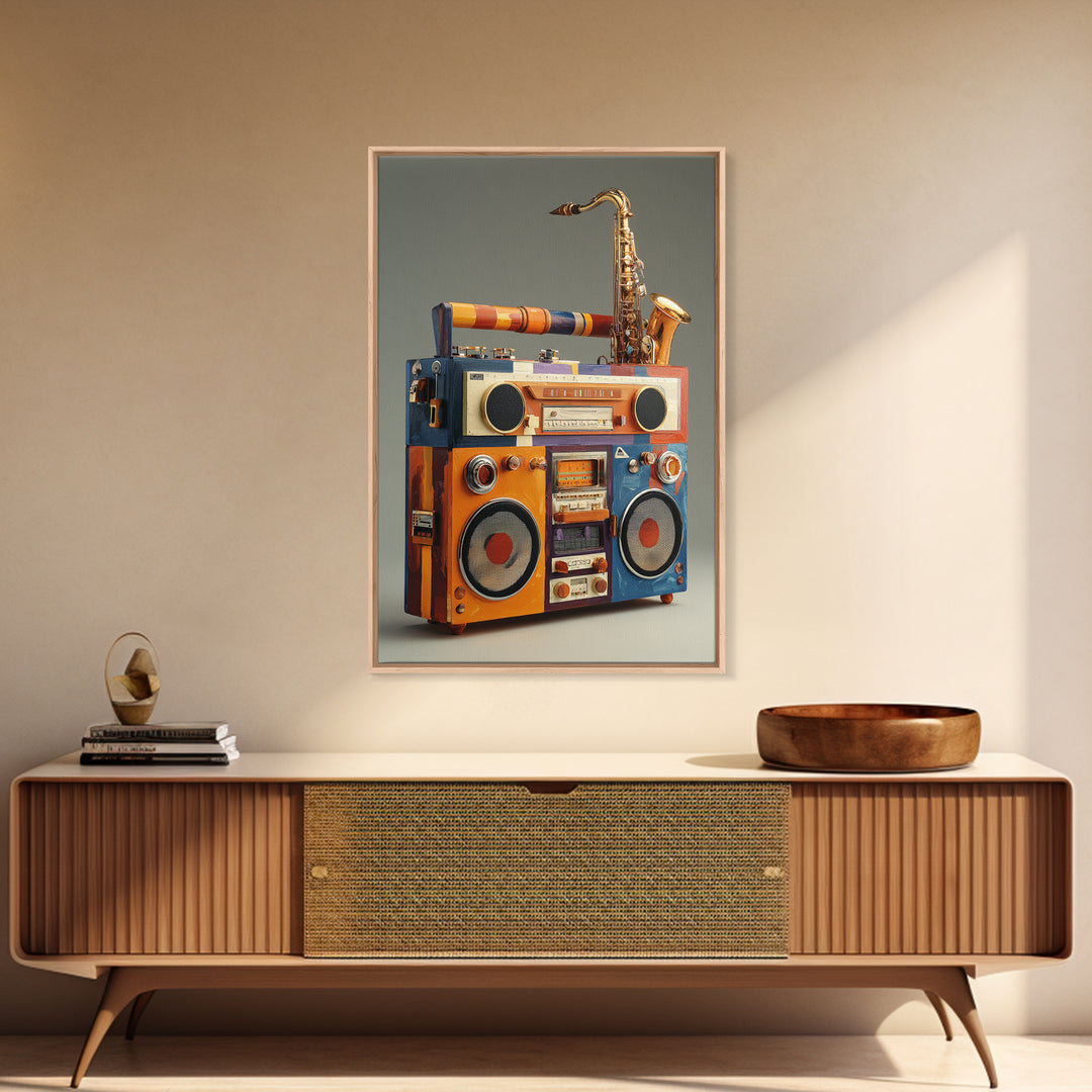 Hip Hop Boombox Canvas Print, Music Studio Art, Art Commission, Studio Decor, Rhythm, Watercolor Print, Commission Painting, MSA-2x3-49