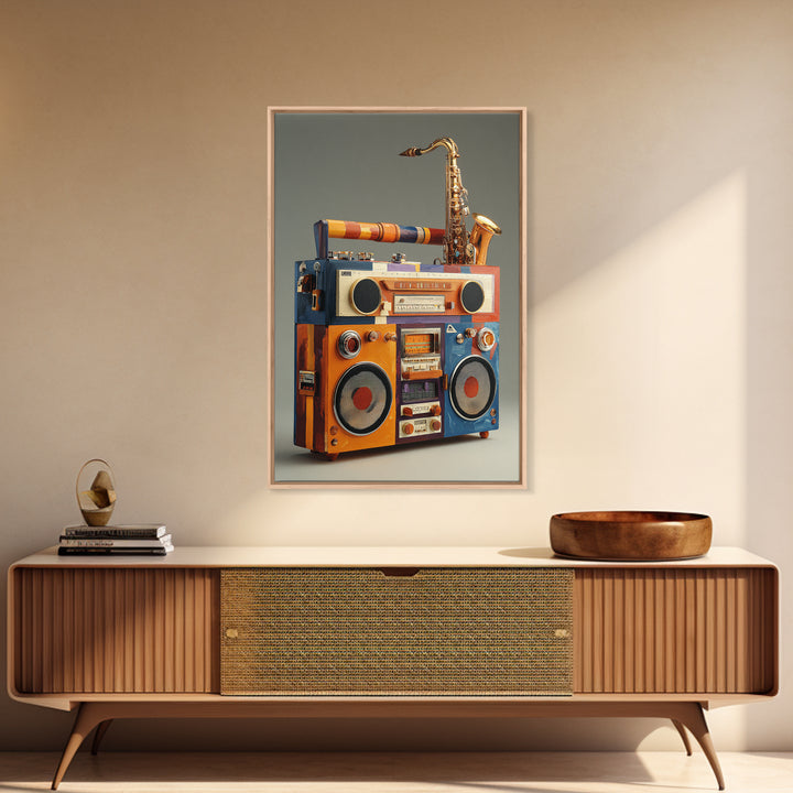 Hip Hop Boombox Canvas Print, Music Studio Art, Art Commission, Studio Decor, Rhythm, Watercolor Print, Commission Painting, MSA-2x3-49