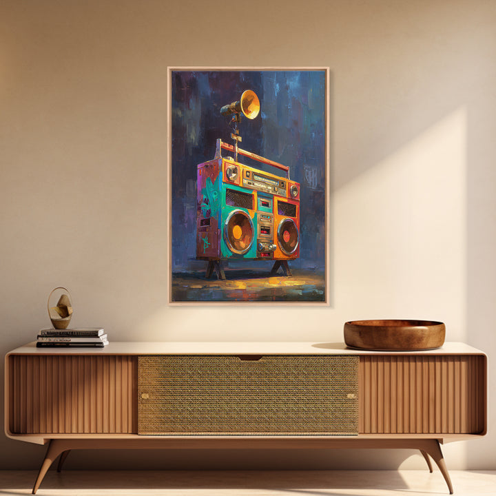 Hip Hop Boombox Framed Canvas Print, Music Studio Art, Music Poster, Studio Decor, Fine Art, Rhythm, Personalized Art, MSA-2x3-97