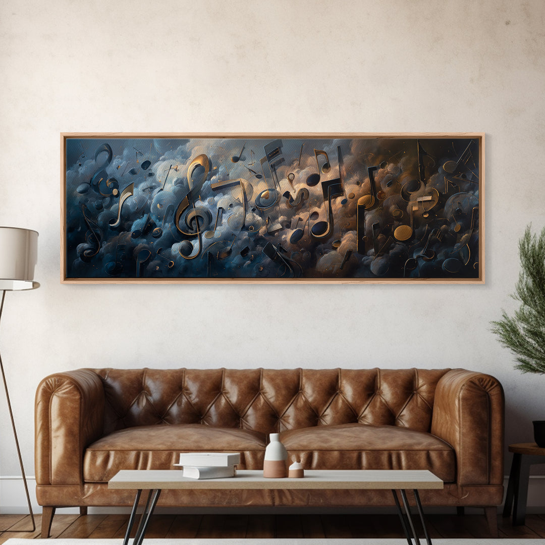 Musical Notes as Abstract Floating Shapes Without Canvas Print, Music Studio Art, Modern Decor, Studio Decor, Fine Art, Rhythm, MSA-3x1-100