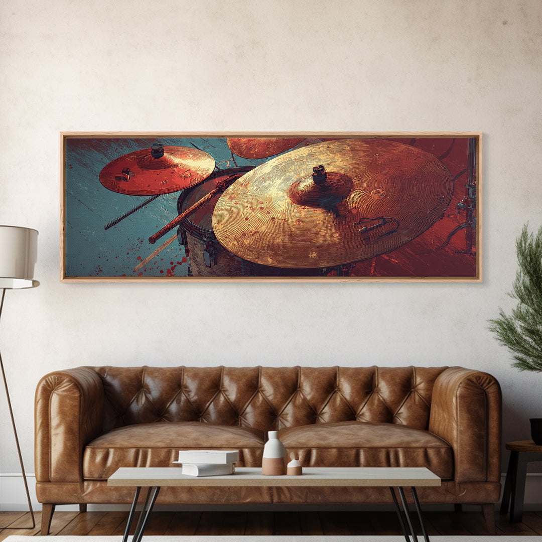 Gold Cymbal Closeup Canvas Print, Music Studio Art, Commission Painting, Studio Decor, Fine Art, Rhythm, Neutral Decor, MSA-3x1-16