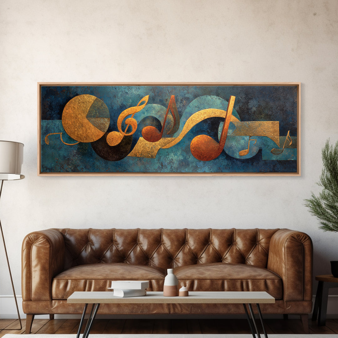 Musical Notes as Abstract Floating Shapes Without Canvas Print, Music Studio Art, Music Lover Gift, Studio Decor, Rhythm, MSA-3x1-28
