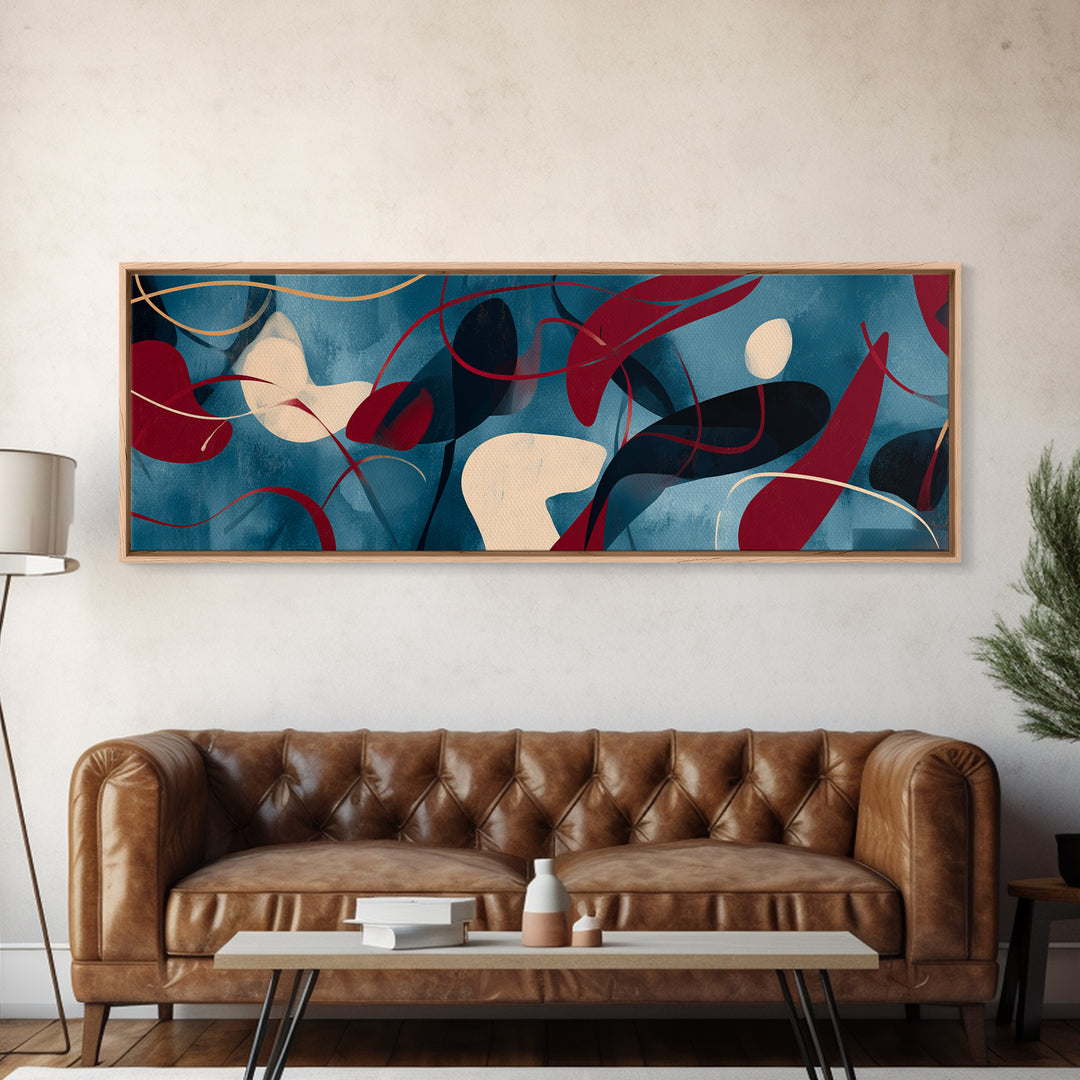 Abstract Rhythm Lines Like Painted Music Framed Canvas Print, Music Studio Art, Room Decor, Studio Decor, Abstract Art, Rhythm, MSA-3x1-63
