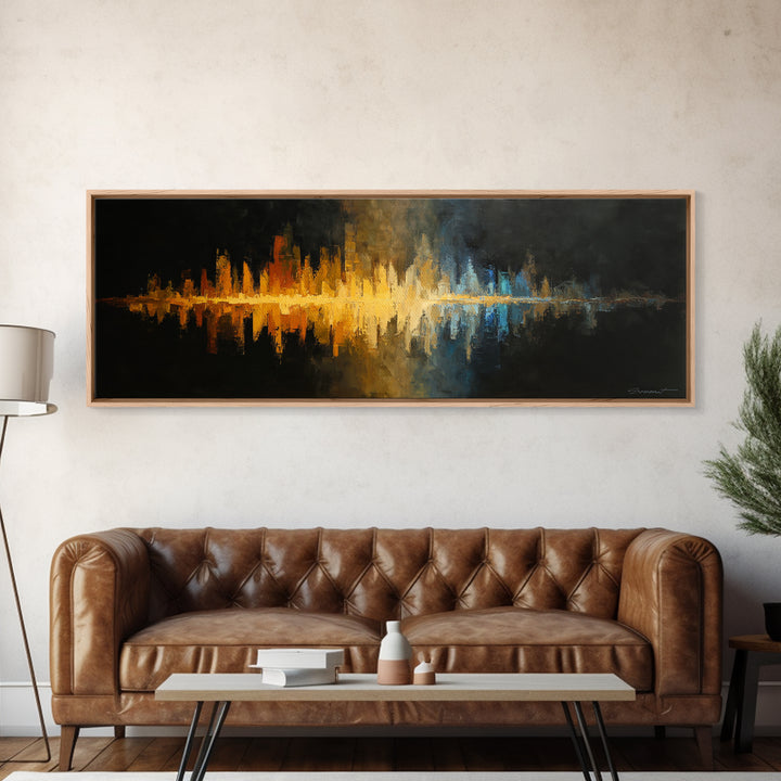 Abstract Sound Wave Framed Canvas Print, Music Studio Art, Contemporary Art, Studio Decor, Abstract Art, Rhythm, Music Poster, MSA-3x1-68