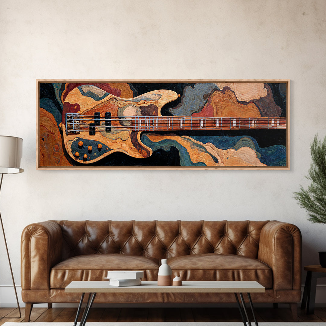 Bass Guitar Closeup Framed Canvas Print, Music Studio Art, Music Art, Studio Decor, Rhythm, Modern Decor, Fine Art Print, MSA-3x1-77
