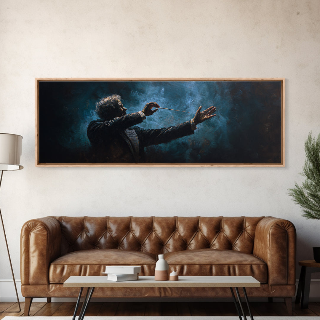 Orchestra Conductor Hands Framed Canvas Print, Music Studio Art, Music, Studio Decor, Fine Art, Rhythm, Digital Download Art, MSA-3x1-84