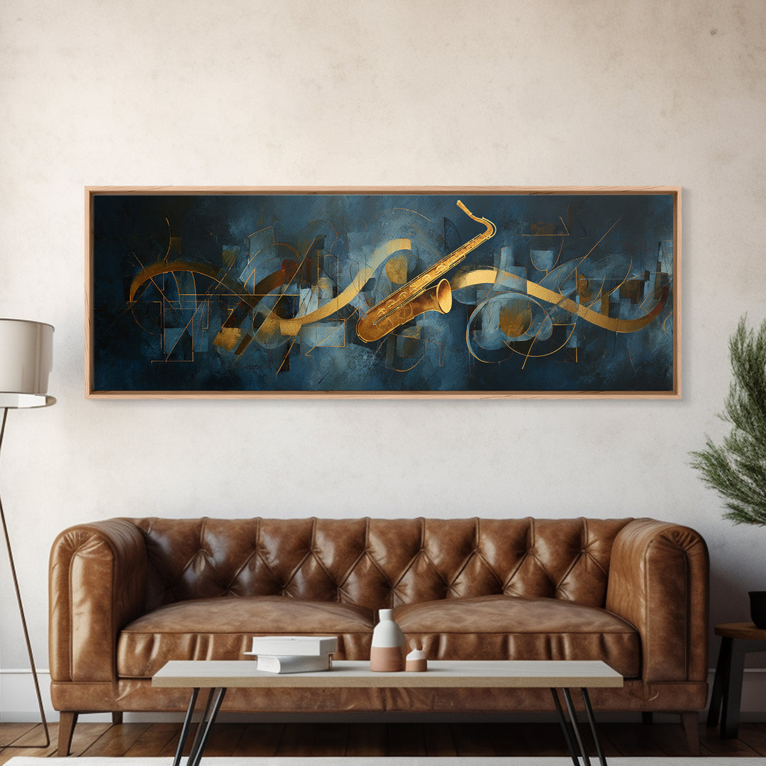 Abstract Rhythm Lines Like Painted Music Framed Canvas Print, Music Studio Art, Digital Wall Art, Studio Decor, Abstract Art, MSA-3x1-87