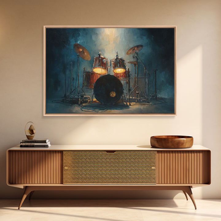 Drum Kit Silhouette Framed Canvas Print, Music Studio Art, Music Poster, Studio Decor, Fine Art, Rhythm, Personalized Art, MSA-3x2-10