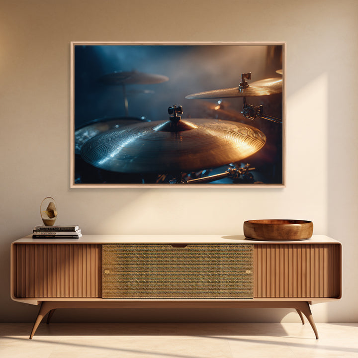 Gold Cymbal Closeup Framed Canvas Print, Music Studio Art, Fine Art Print, Studio Decor, Oil Painting, Rhythm, Wall Decor, MSA-3x2-100