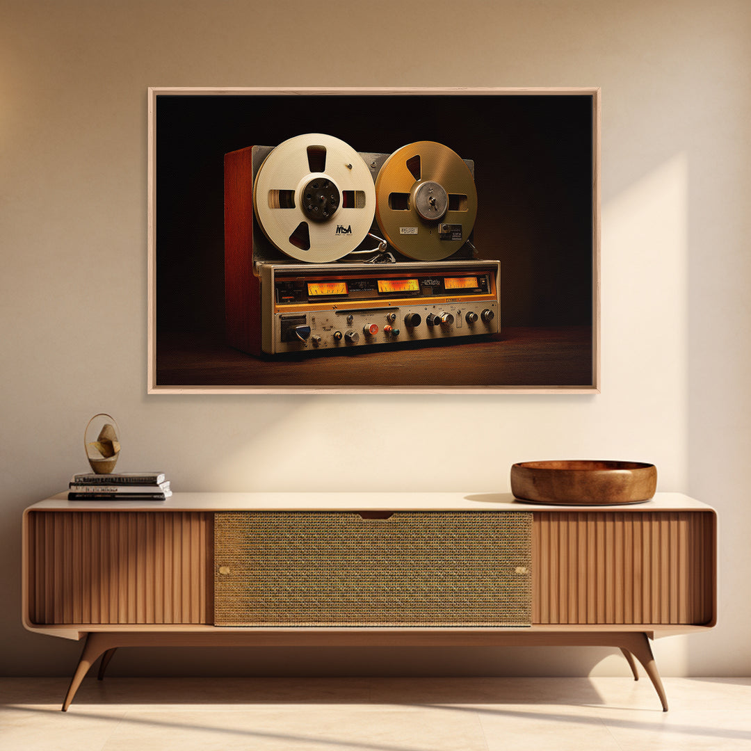 Recording Tape Reel Framed Canvas Print, Music Studio Art, Printable Art, Studio Decor, Rhythm, Music Art, Man Cave Decor, MSA-3x2-18