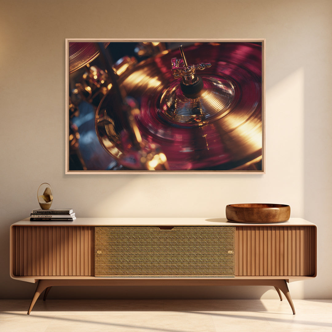 Gold Cymbal Closeup Canvas Print, Music Studio Art, Metal Wall Art, Studio Decor, Oil Painting, Rhythm, Music Posters, MSA-3x2-4