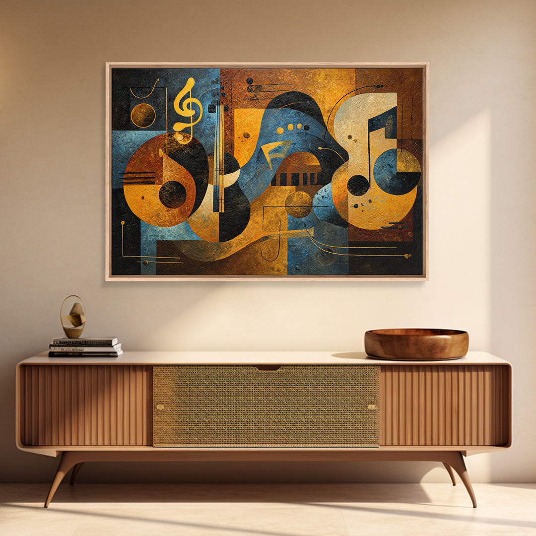 Musical Notes as Abstract Floating Shapes Without Canvas Print, Music Studio Art, Commission Painting, Studio Decor, Rhythm, MSA-3x2-40