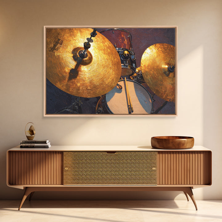 Gold Cymbal Closeup Canvas Print, Music Studio Art, Painting from Photo, Studio Decor, Abstract Art, Rhythm, MSA-3x2-52