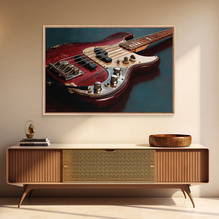 Bass Guitar Closeup Canvas Print, Music Studio Art, Music Lover Gift, Studio Decor, Oil Painting, Rhythm, Textured Painting, MSA-3x2-89